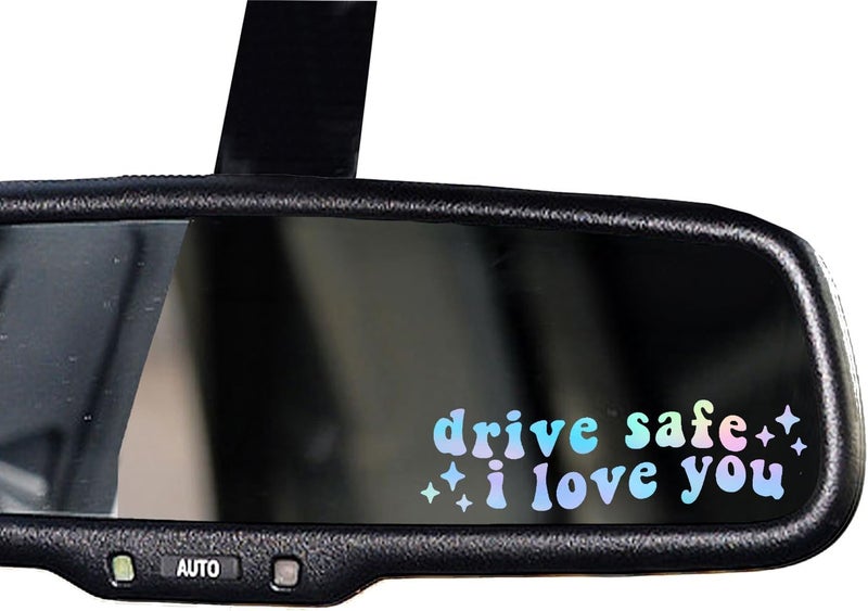 OFlyDesigns 2 x Drive Safe I Love You Rearview Decal Vinyl Decal Mirror Decals Rear View Mirror Sticker Side Mirror Car Window Sticker Gift for Her Gift for him - Image 1